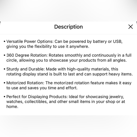 (NIB) Motorized 360° Rotating Display Stand, Black or White - Picture 13 of 14